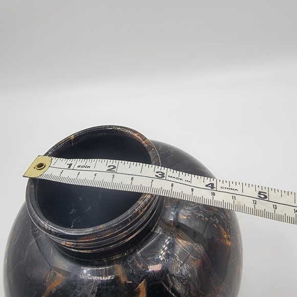 VINTAGE Haeger Pottery 1993 Golden Glaze Apply Black Decorative Vase  - Picture 11 of 11